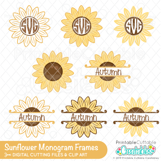 Sunflower Monogram Frames FREE SVG Files Set