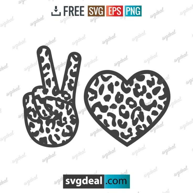 Hand peace sign svg and love leopard, free svg files