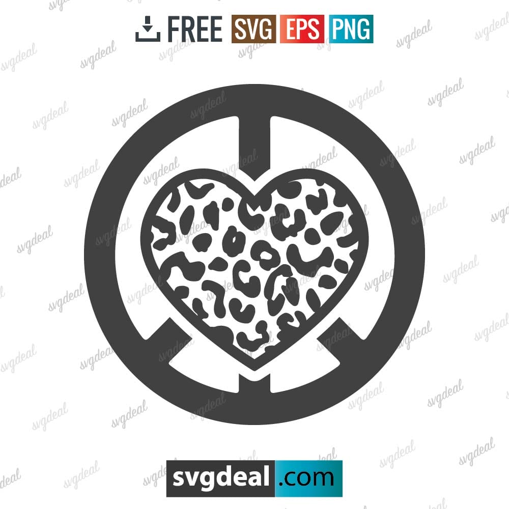 Peace and love sign leopard, free svg files