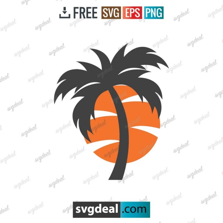 Sunset SVG Palm Tree 