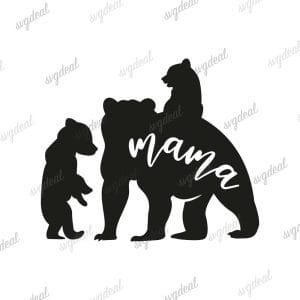Mama Bear With Cubs Svg
