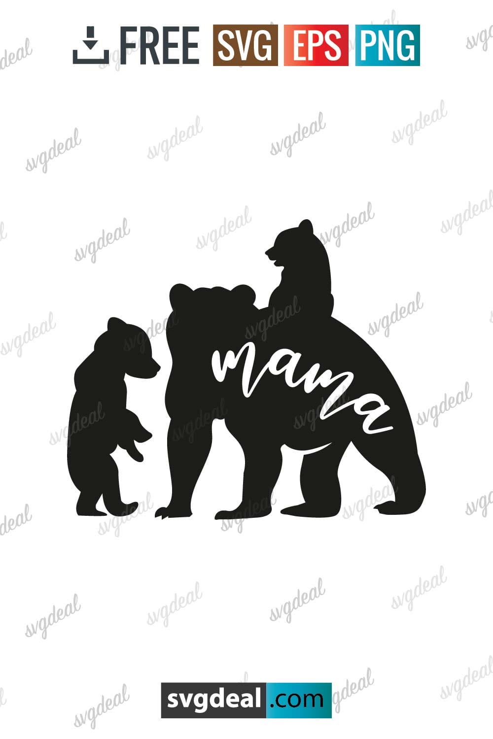 Free Mama Bear With 2 Cubs Svg Files - SVGDeal.com