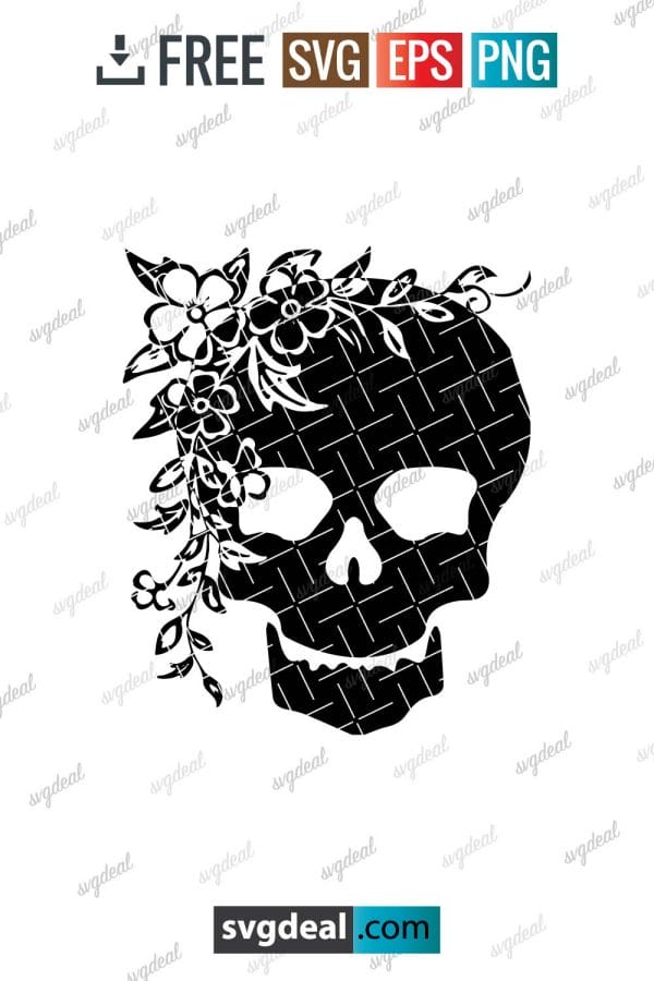 Flower Skull Svg