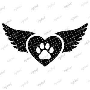Paw Print With Angel Wings Svg