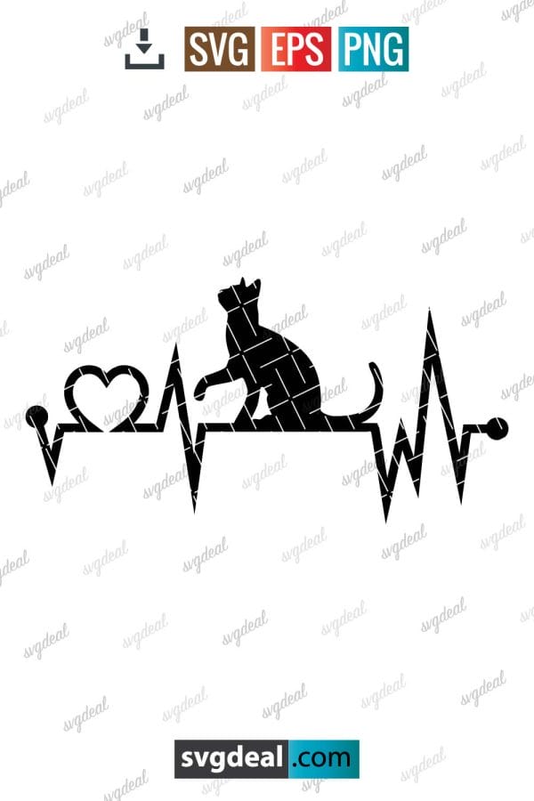 Cat Heartbeat Clipart
