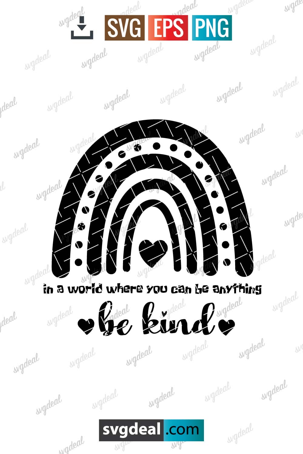 Be Kind Boho Rainbow Svg