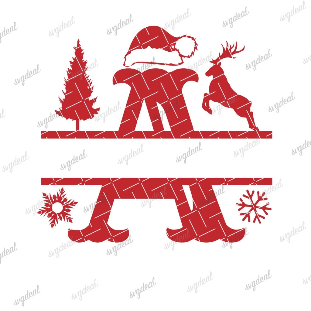 Letter A Christmas Split Letter Svg