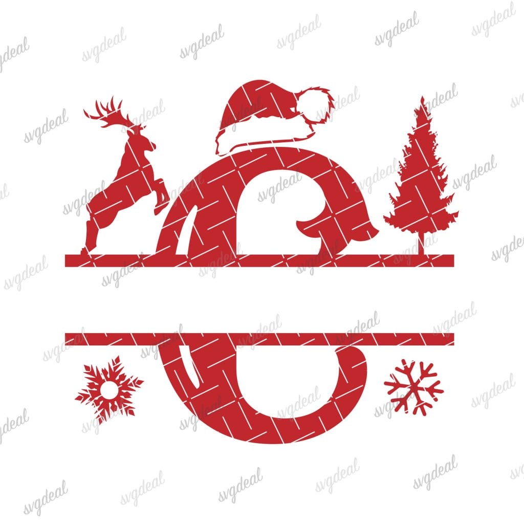 Letter C Christmas Split Letter Svg