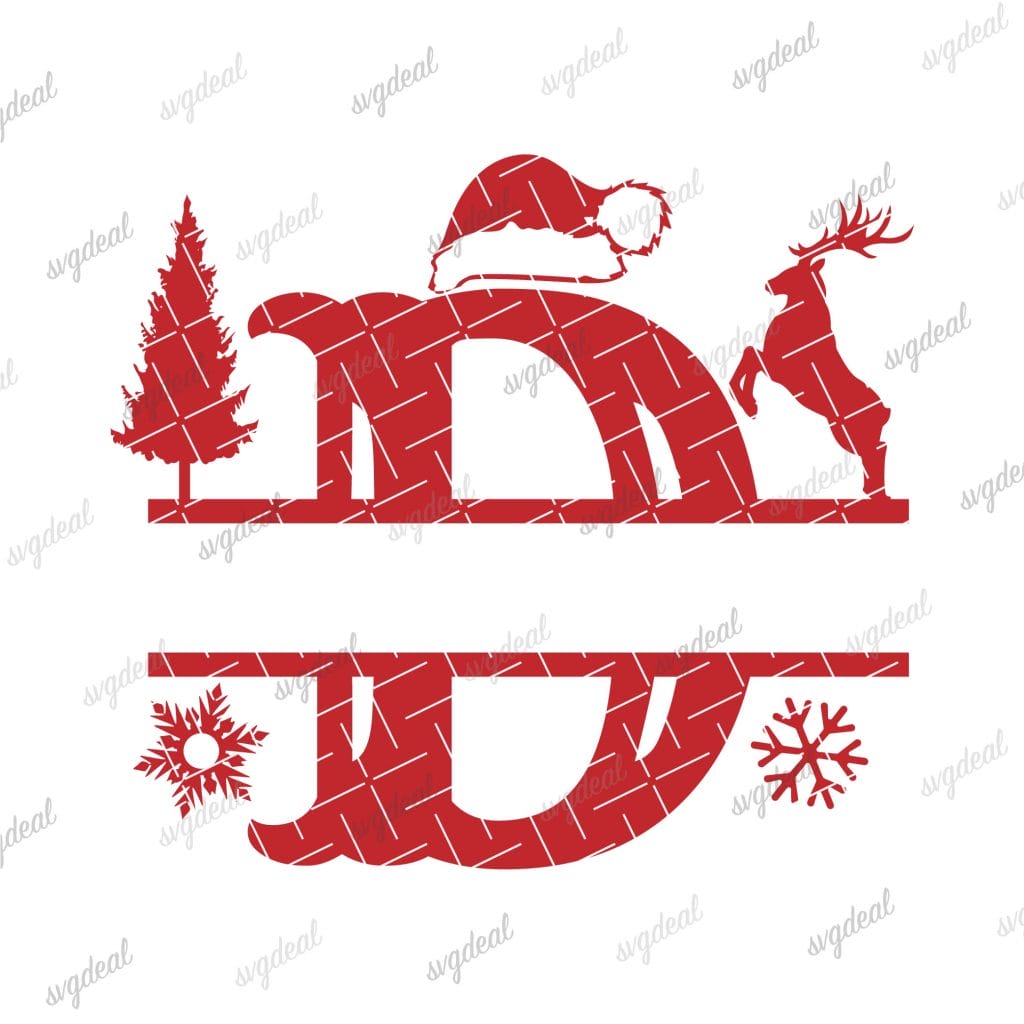 Letter D Christmas Split Letter Svg