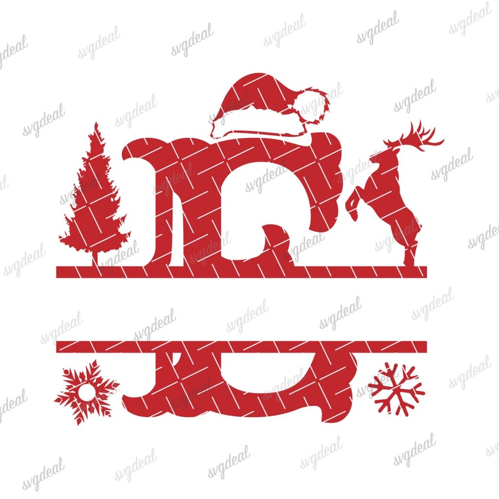 Letter E Christmas Split Letter Svg