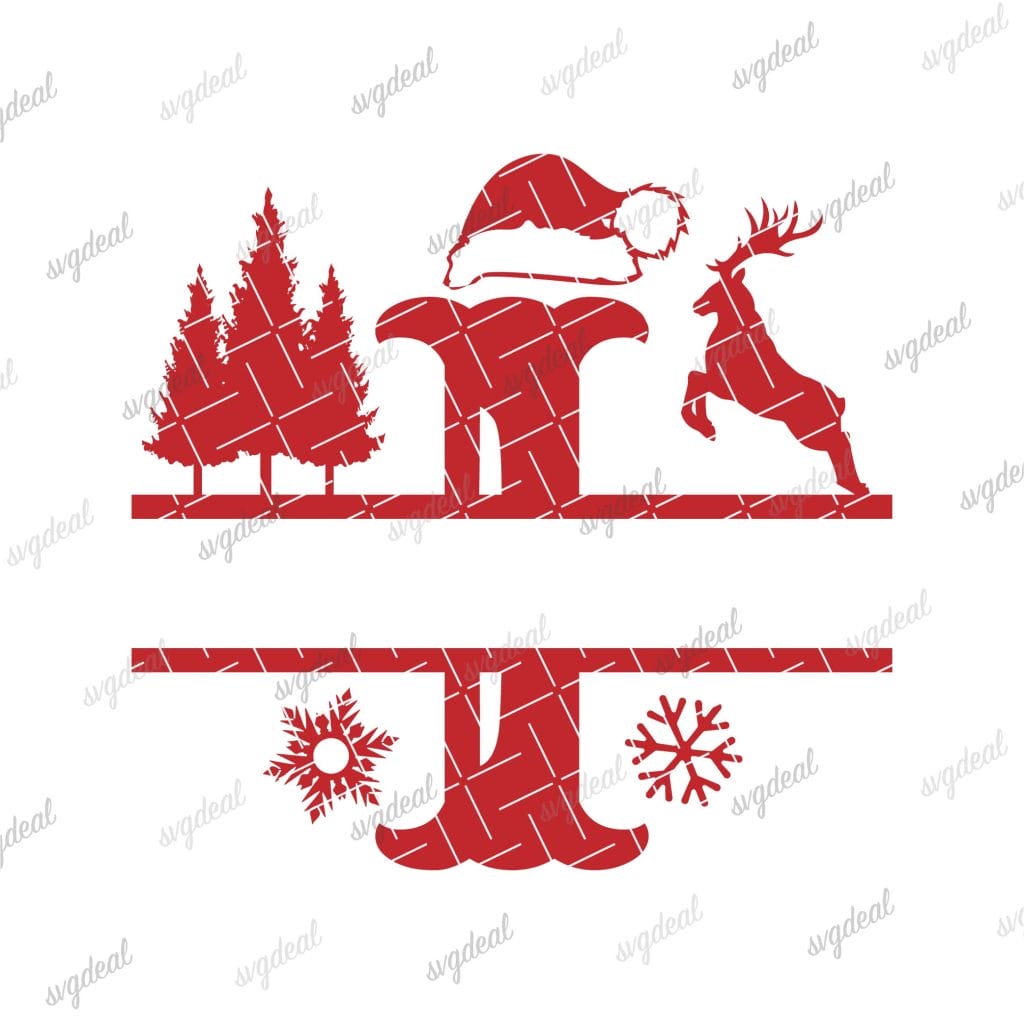 Letter I Christmas Split Letter Svg