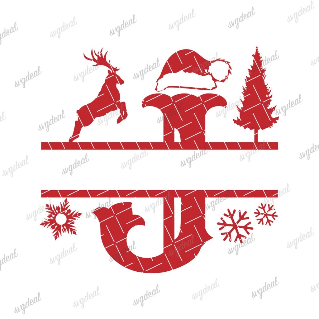 Letter J Christmas Split Letter Svg