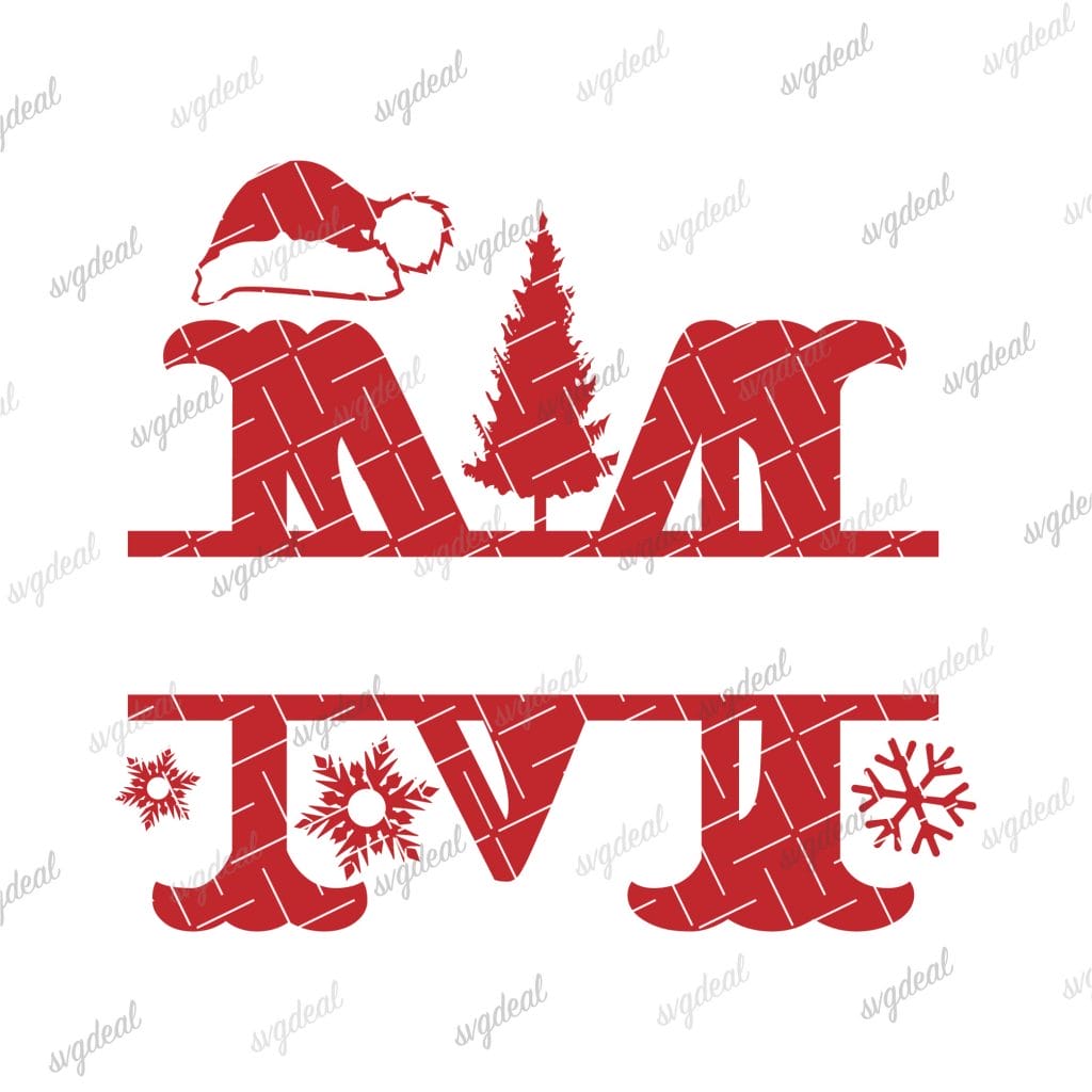 Letter M Christmas Split Letter Svg