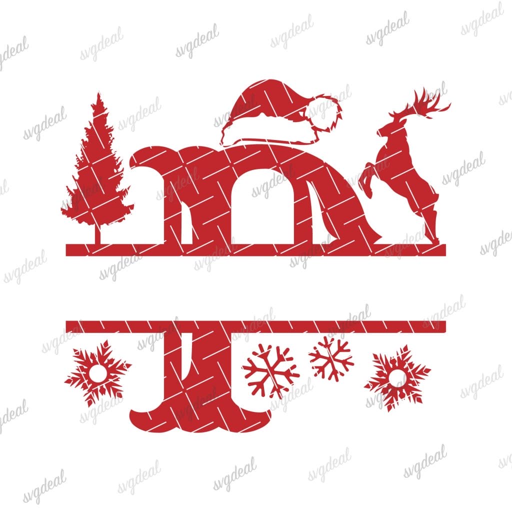 Letter P Christmas Split Letter Svg