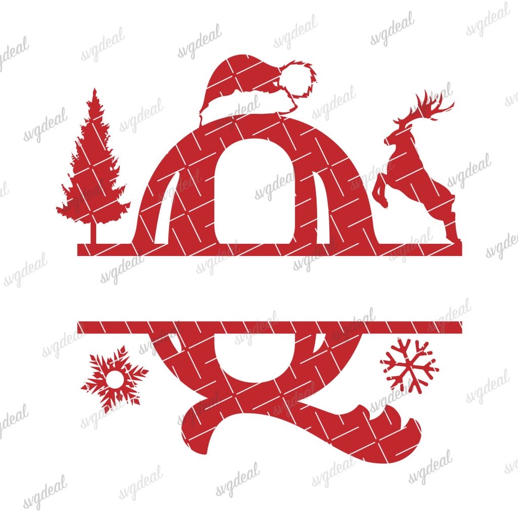 Letter Q Christmas Split Letter Svg