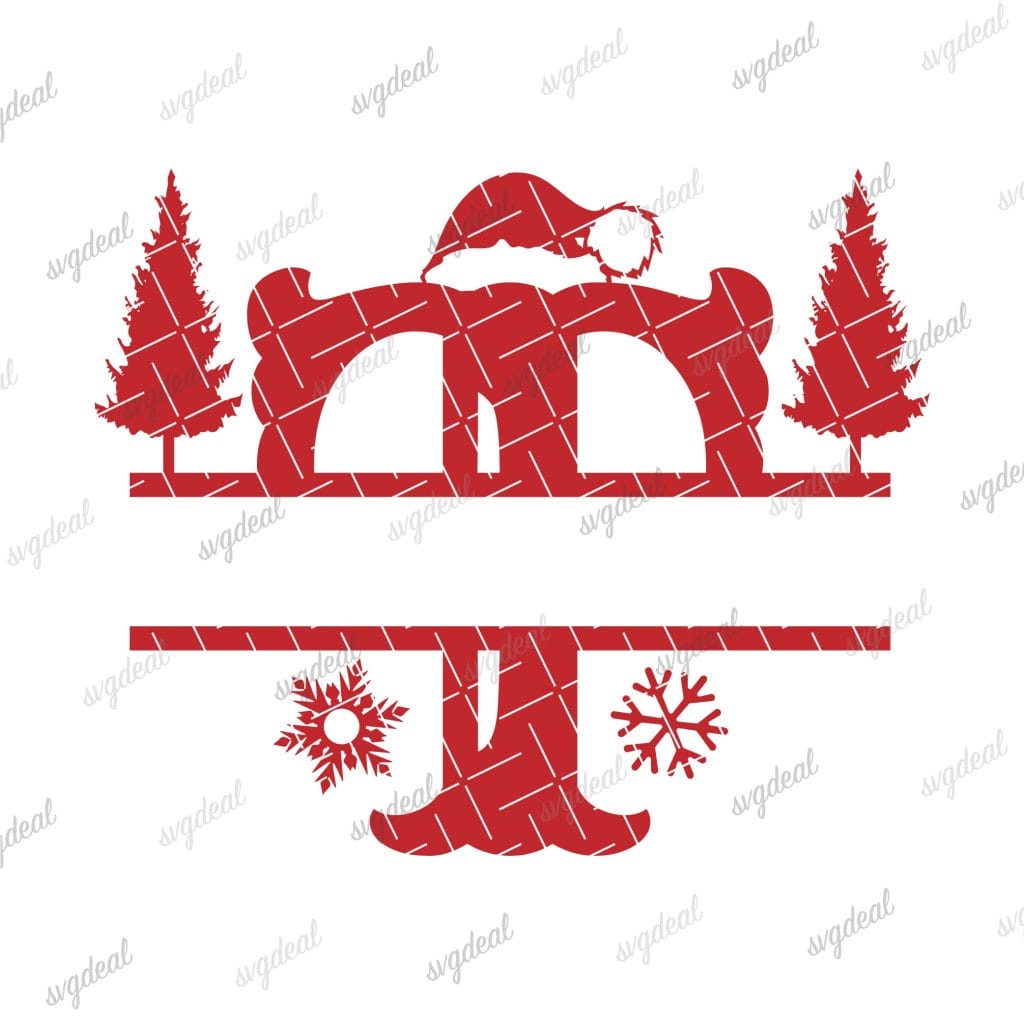 Letter T Christmas Split Letter Svg