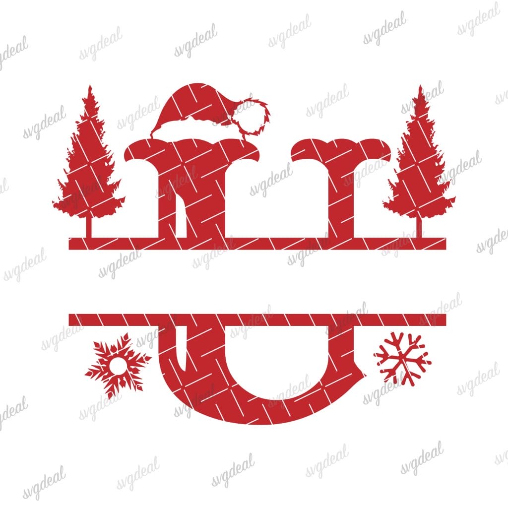 Letter U Christmas Split Letter Svg