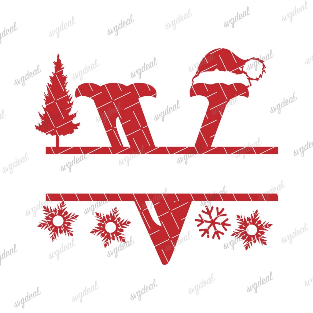 Letter V Christmas Split Letter Svg