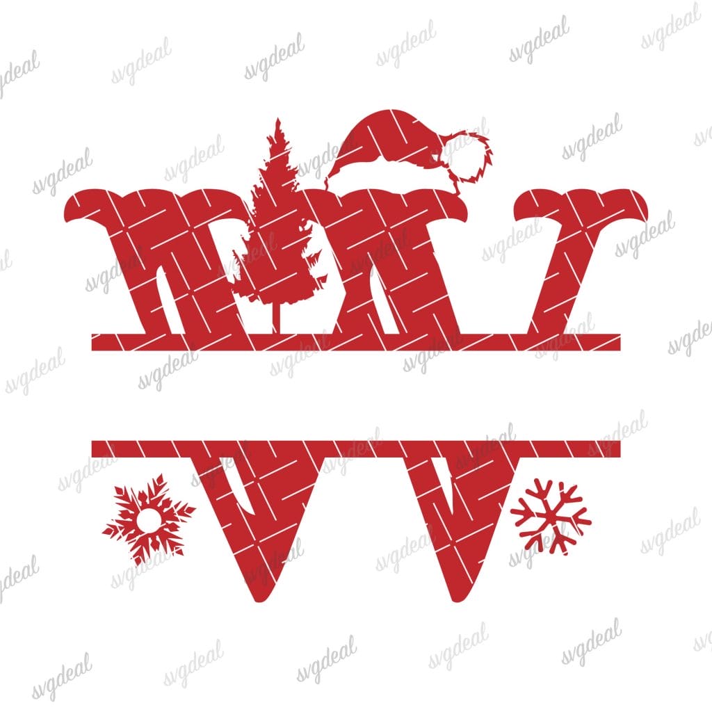 Letter W Christmas Split Letter Svg