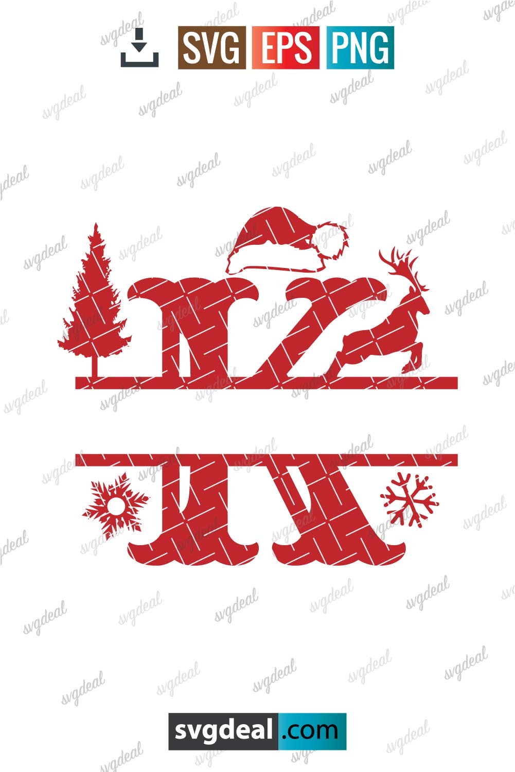 Letter K Christmas Split Letter Svg