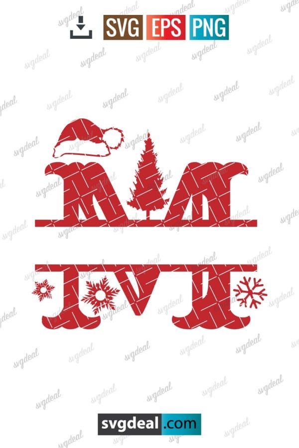 Letter M Christmas Split Letter Svg