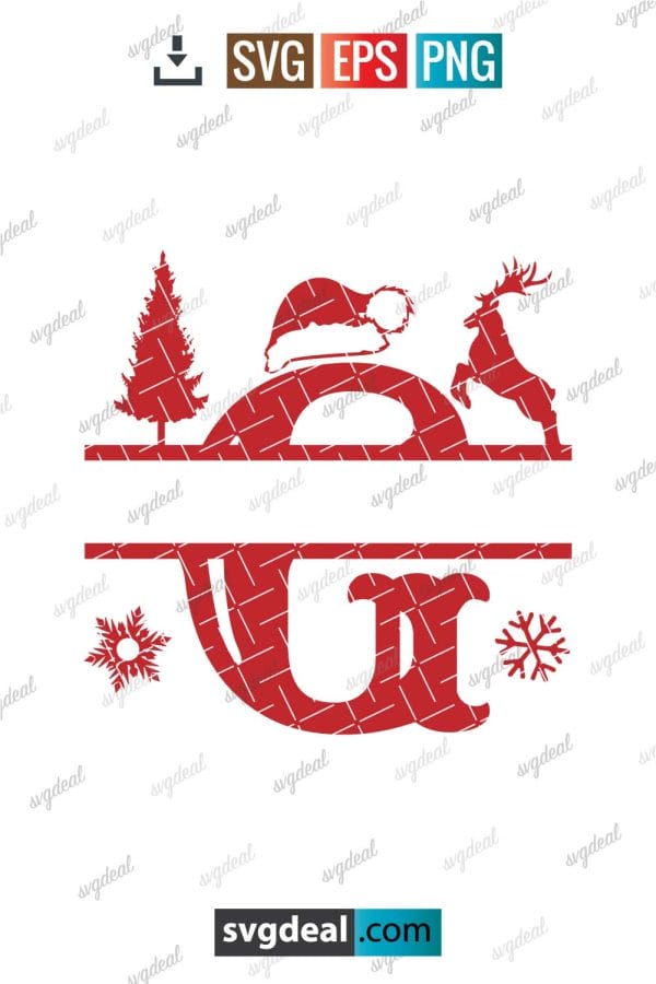 Letter G Christmas Split Letter Svg