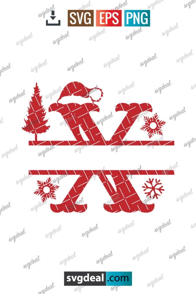 Free Letter X Christmas Split Letter Svg
