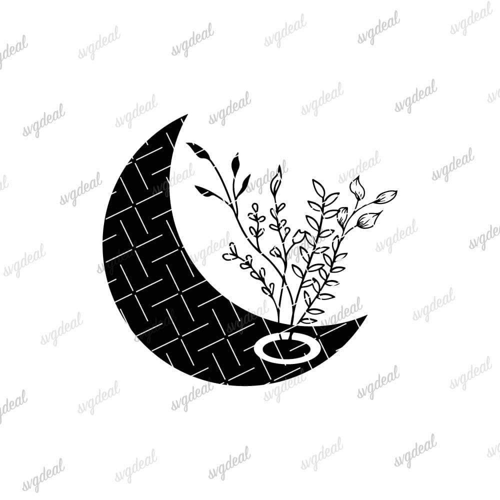 Floral Moon Svg