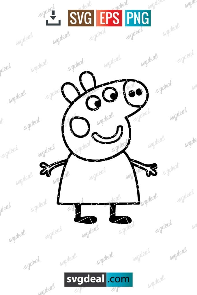 Free Peppa Pig Outline Svg Free - SVGDeal.com