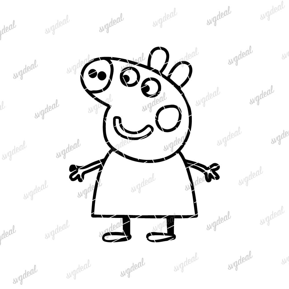 Peppa Pig Svg Black And White