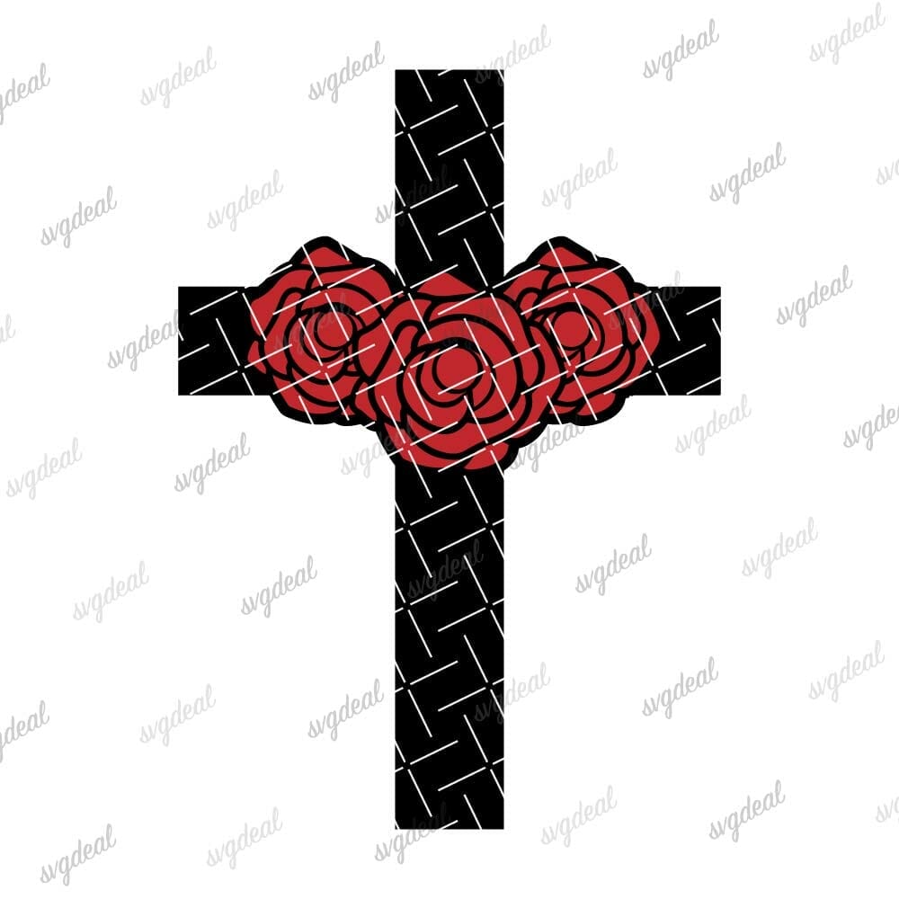 Cross With Flowers Svg