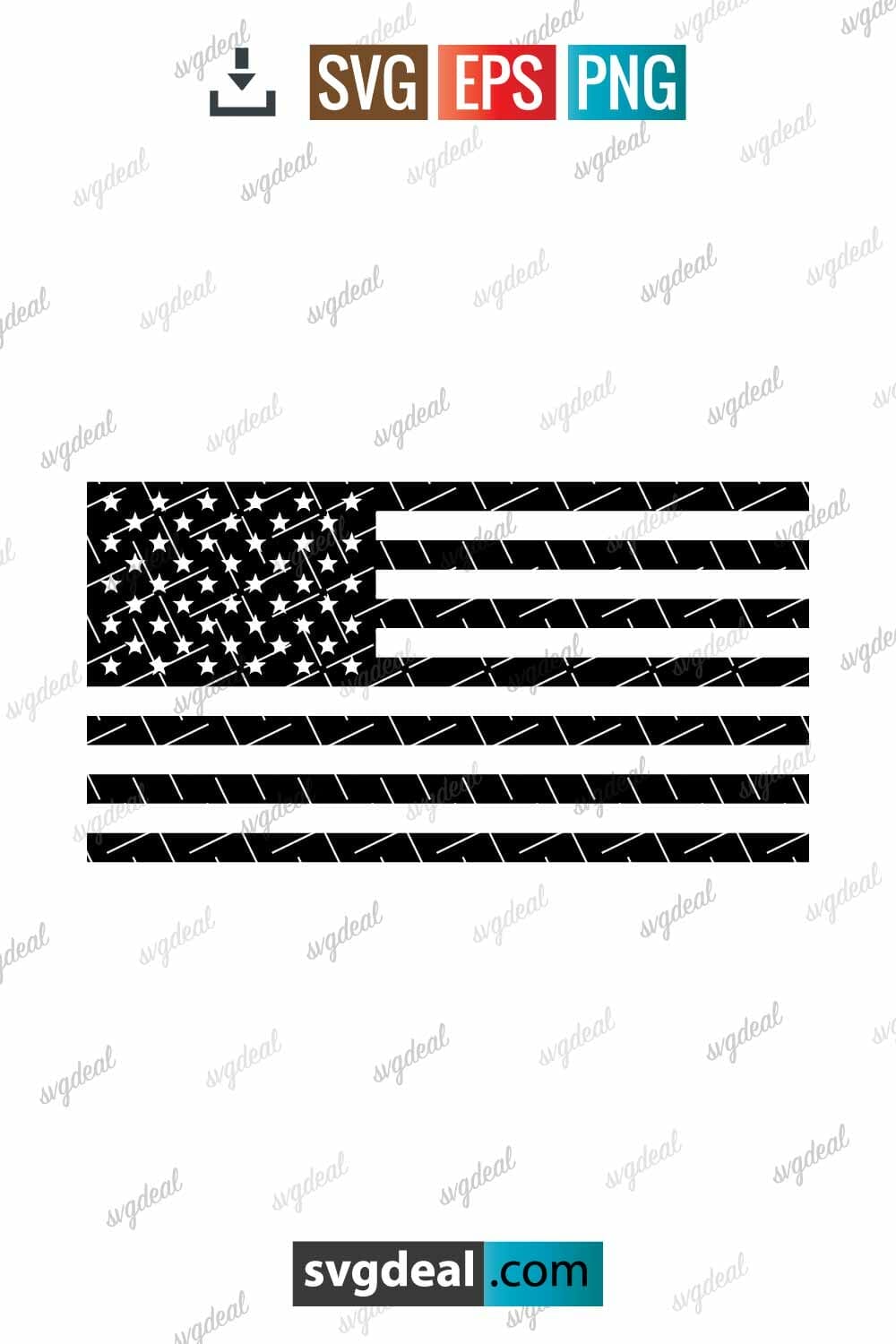 Free Black American Flag Svg - SVGDeal.com