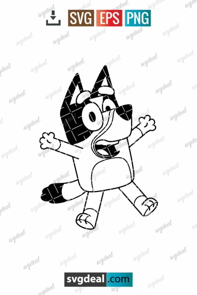 Free Bluey Black And White Svg - SVGDeal.com