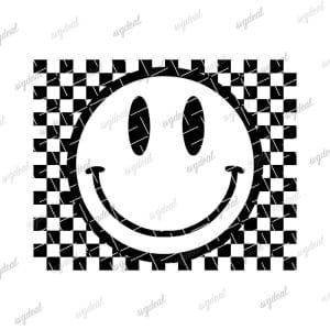 Checkered Smiley Face Svg