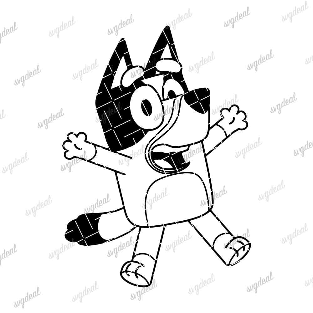 Bluey Black And White Svg